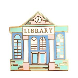 Adorable Library Gold Enamel Pin